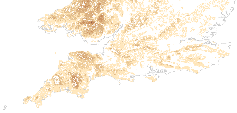 Contour map of Southern Britain