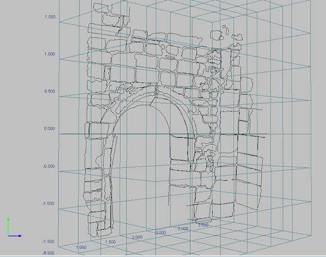 Figure 4: Stone-by-stone digitisation with 3D polylines laid directly upon the subject's surface