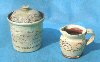 Sgraffito tobacco jar and jug