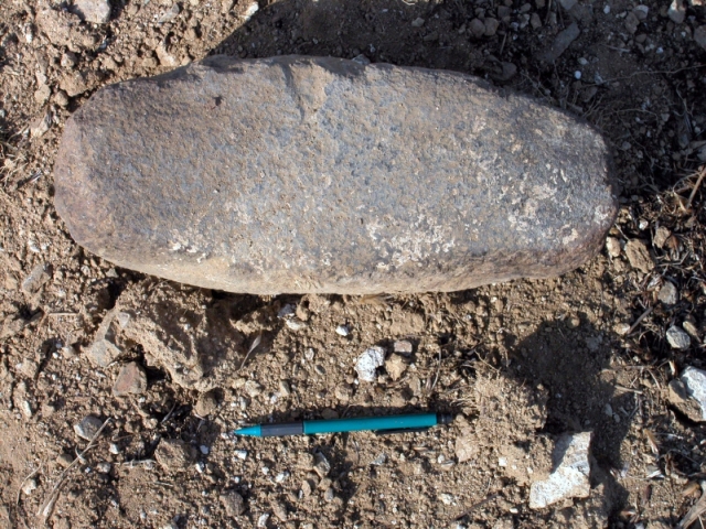 Figure 29: Grinding stone from Kato Koutraphas Mandroudhes (TP239). Photograph: Michael Given. 