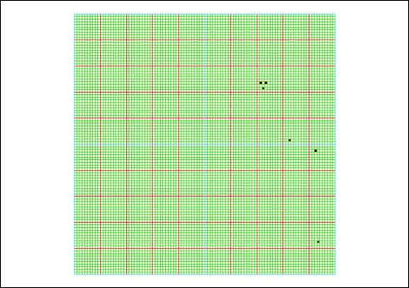 Figure 6: The raster grid created for the 100 metre precision level for the Currency (Cu) Medieval (Me) ADI process.