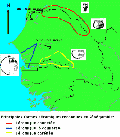 Hypoth&egrave;se de diffusion des cultures c&eacute;ramiques s&eacute;n&eacute;gambiennes entre le VIIIe si&egrave;cle et le XIIIe si&egrave;cle