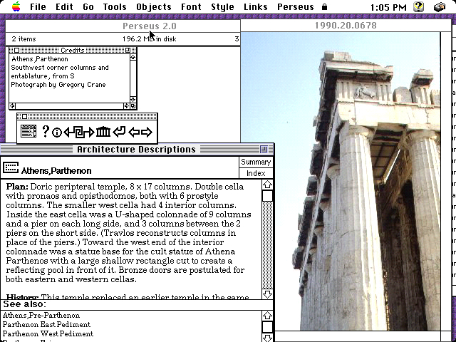 Screenshot of Athens, Partyhenon architecture from Perseus Project