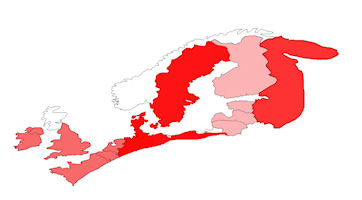 European distribution of Type 6 combs