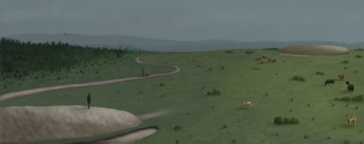 The Winterbourne Stoke landscape. A reconstruction by Eleanor Winter &copy; Historic England