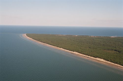 An aerial photo of the Cape Kolka coastline