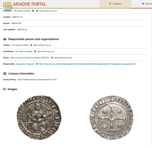 a screengrab of the front and back sides of an old coin