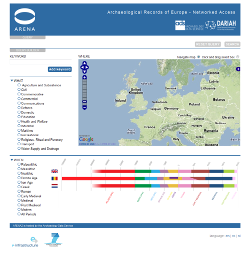A screengrab of the ARENA2 portal homepage