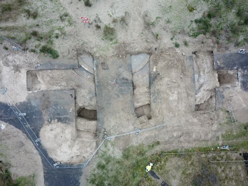 From above, the remains of a German coastal artillery-base, part of the Atlantikwall, hidden under a street. Koksijde - Groenendijk (Image: Raph De Brandt)