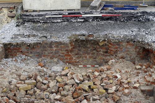 excavated wall and coal chute