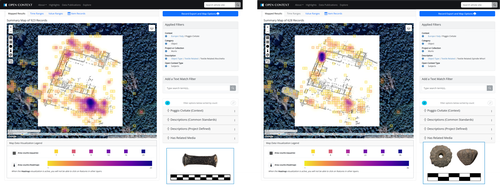 Open Context Query Results Mapping Intra-Site Distributions of Textile Implements