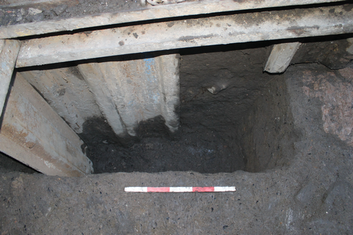 Phase 7 pit [1005], looking south-west. 0.1m scale units