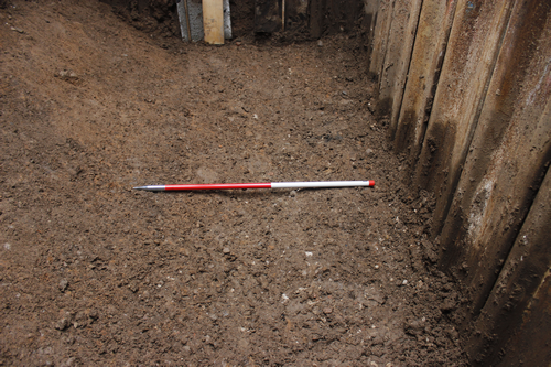 Made ground (2004) in Trench 2, looking south. 0.5m scale units