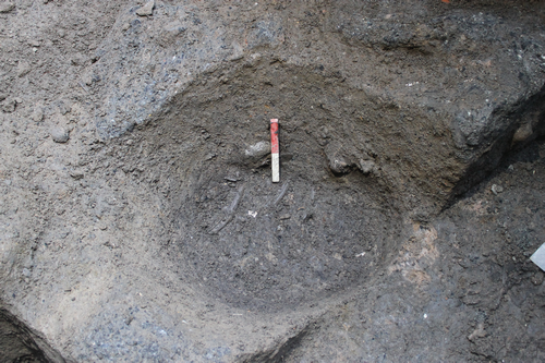 Pit [1026], looking north. 0.1m scale units