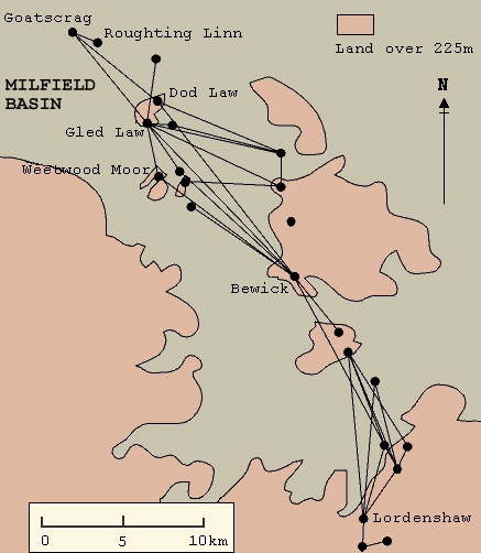 Map showing Northumberland rock carving distribution